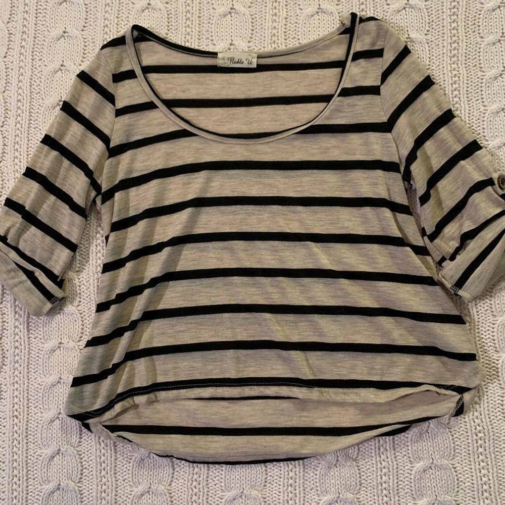 Noble U Black and Tan Striped Crop Top
